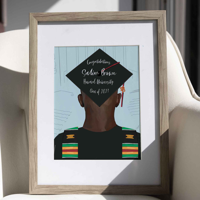 Personalized HBCU Graduation Art Print: Custom Gift Black Graduate Art Print HBCU graduation card LG04M